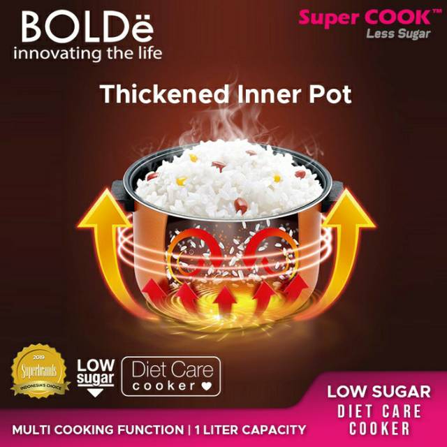 Rice cooker BOLDE LESS SUGAR 1 liter magic com sehat low carbohidrat