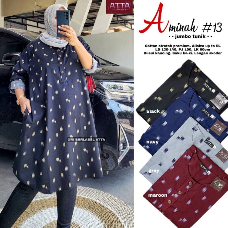 TUNIK JUMBO LD 130-140 BAHAN KATUN STRETCH || WILUJENG  || AMINAH #13