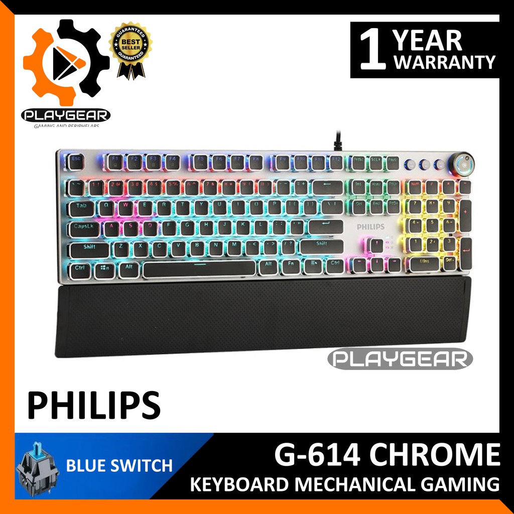 KEYBOARD GAMING MECHANICAL PHILIPS G614 2.4 GHZ ORIGINAL CHROME