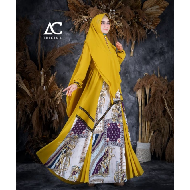 GAMIS SYAR'I MARWAH MOM CERUTI ARMANI MIX CERUTI DIOR FULL PURING SET HIJAB BY AC ORIGINAL COLECTION