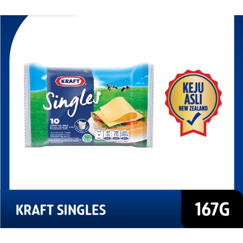 Kraft Singles isi 10 Keju Cheddar Slices High Calcium 167gr