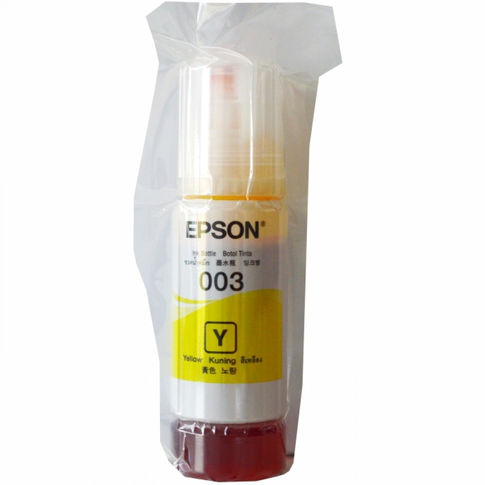 Tinta Epson EcoTank 003 Original ASLI Cyan Magenta Yellow Black Refill Botol Ink Printer L1210 L1250 L1256 L3210 L3216 L3250 L3256 L5290 L5296 L1110 L3110 L3150 L5190 Black Color Hitam Warna Ori 100% Resmi