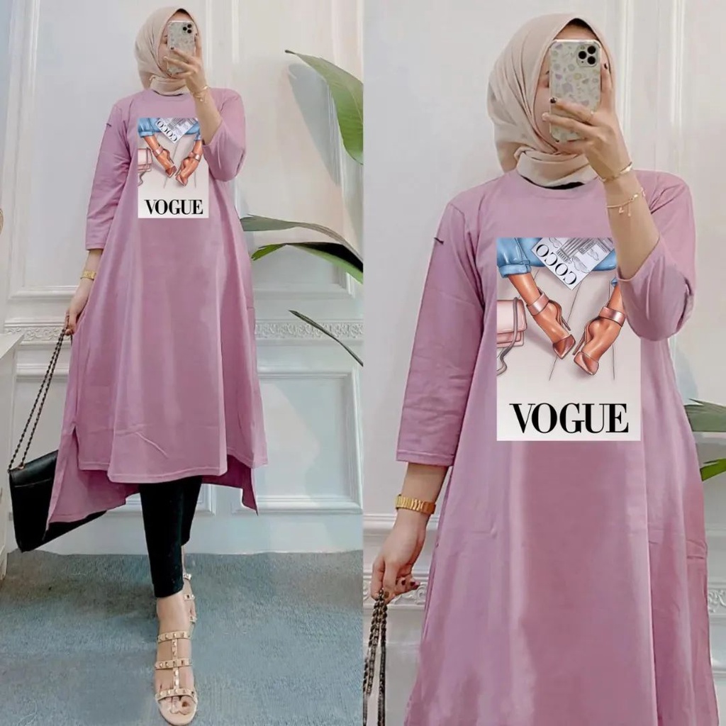 VOGGUEE MIDI DRESS JUMBO VIRAL UKURAN  M , L , XL XXL BAHAN KAOS KATUN COMBED 24s APLIKASI SABLON MIDI DRESS FASHION TERBARU MIDI DRES KONDAGAN GAMIS WANITA KEKINIAN 2022