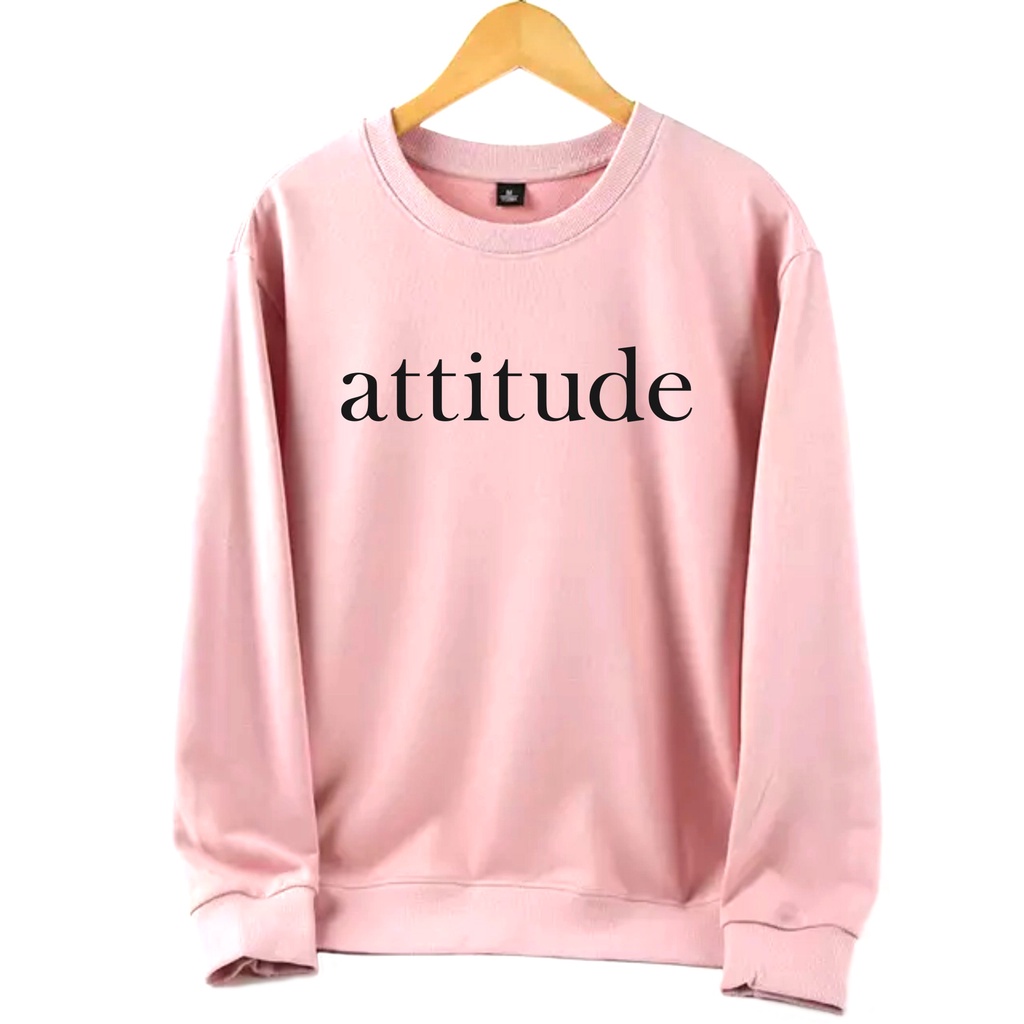 FenishaStore Sweater Oversize ATTITUDE Crewneck Wanita Terbaru Size M-L-XL-XXL Bisa Bayar Ditempat COD