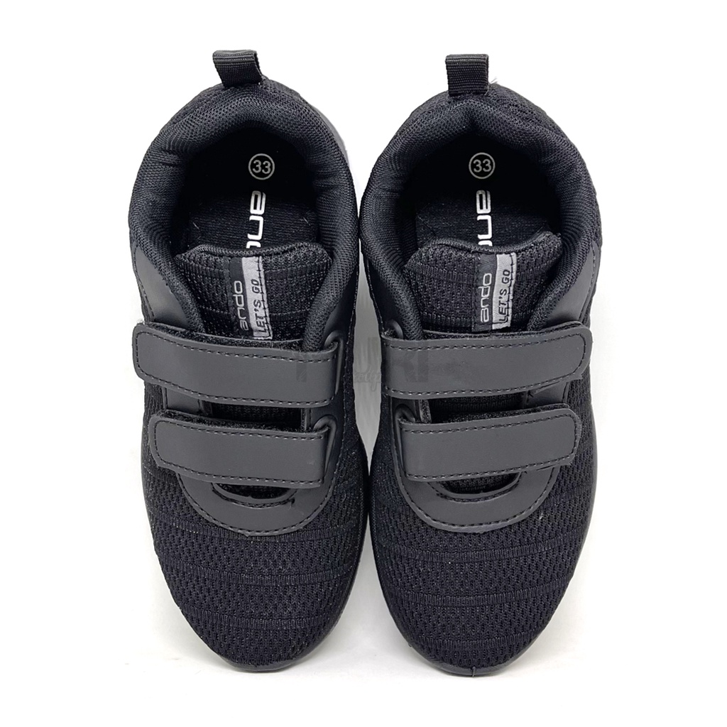 FIURI - ANDO ORIGINAL -  SAGA PEREKAT 29-36 FULL HITAM - SEPATU SNEAKERS KANVAS SOL KARET ANAK KECIL PEREMPUAN LAKI-LAKI - SEPATU KETS LUCU FASHION TRENDY - SEPATU SEKOLAH PAUD TK SD KRETEKAN PEREKAT CEWEK COWOK MURAH PROMO DISKON BONUS KAOS KAKI
