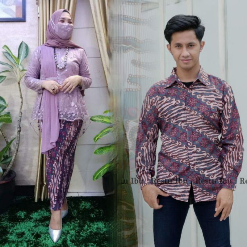 COUPLE KEBAYA MODERN COUPLE KEMEJA BATIK LENGAN PANJANG DAN LENGAN PENDEK