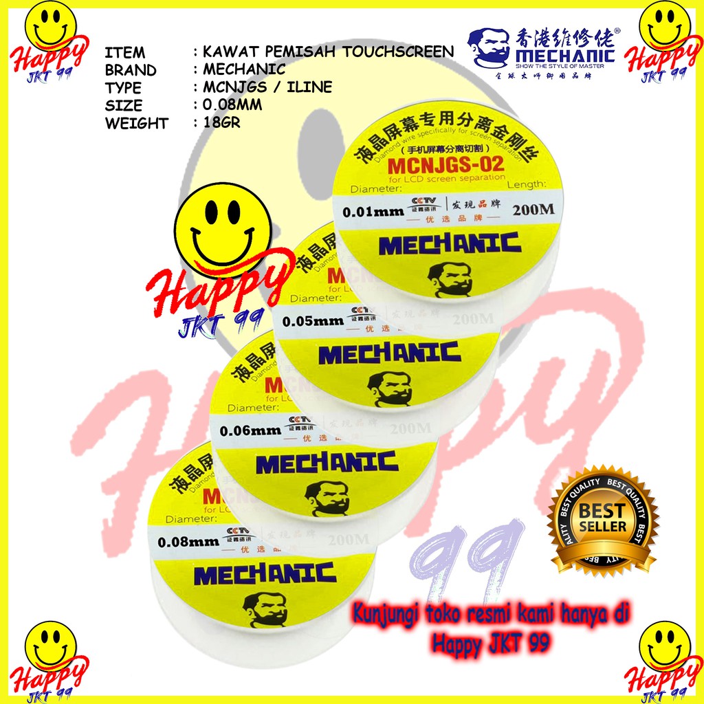 [ HAPPY JKT 99 ] KAWAT PEMISAH TOUCHSCREEN MECHANIC MCNJGS-02 0.08MM 200M ORIGINAL