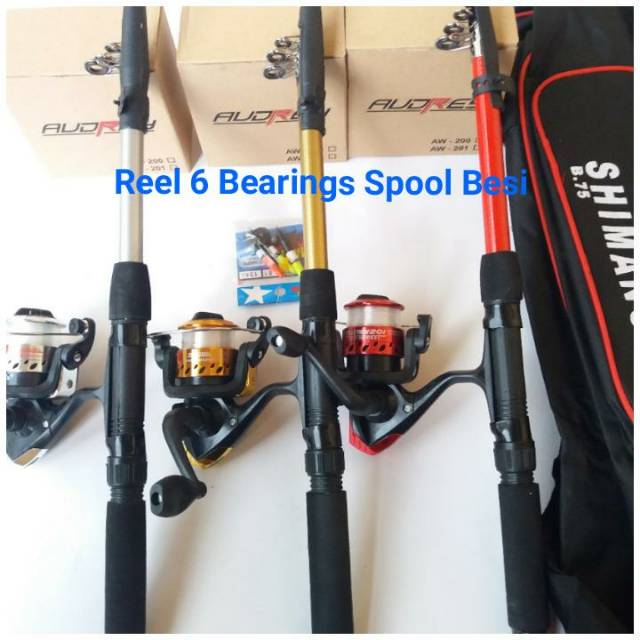 3 Set pancing 6 bearings Spool besi + Tas Kekuatan 6 Kg