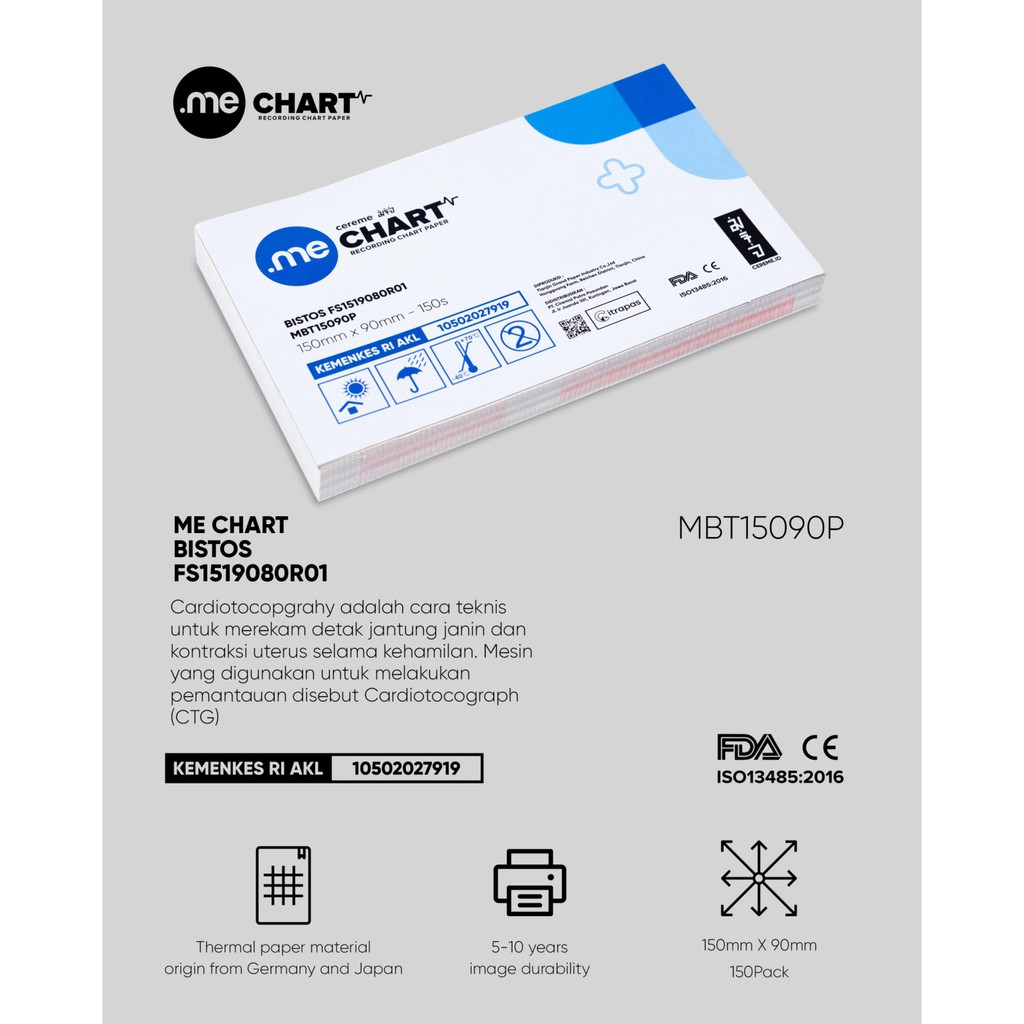 

ME CHART BISTOS FS1519080R01 150MM X 90MM X 150SHEETS