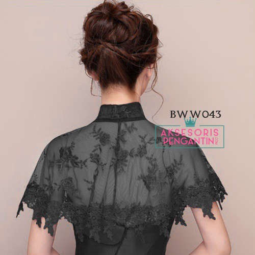 [PRODUK TERLARIS] BOLERO BRUKAT CARDIGAN PESTA PERNIKAHAN LACE HITAM BWW043