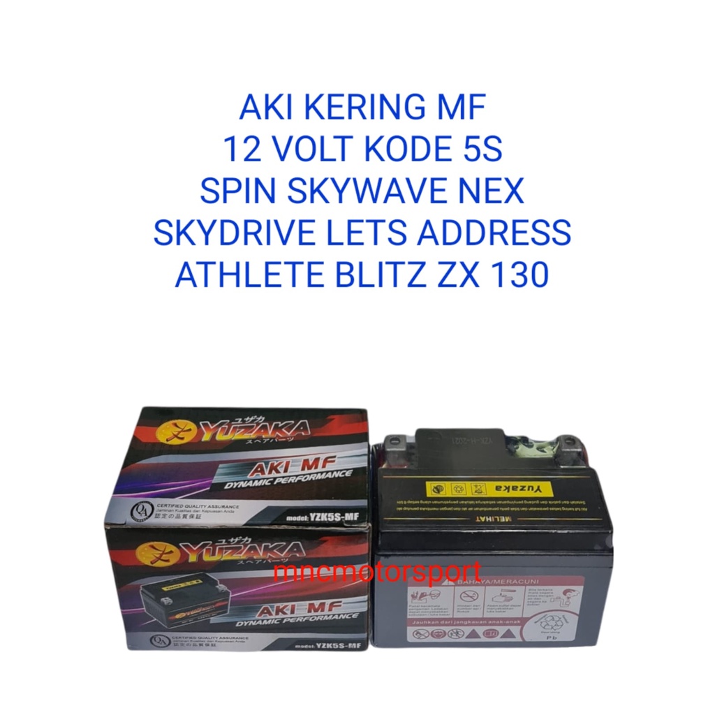 AKI BATTERY KERING MF YUZAKA KODE 5S SPIN SKYWAVE SKYDRIVE NEX LETS ADDRESS HAYATE