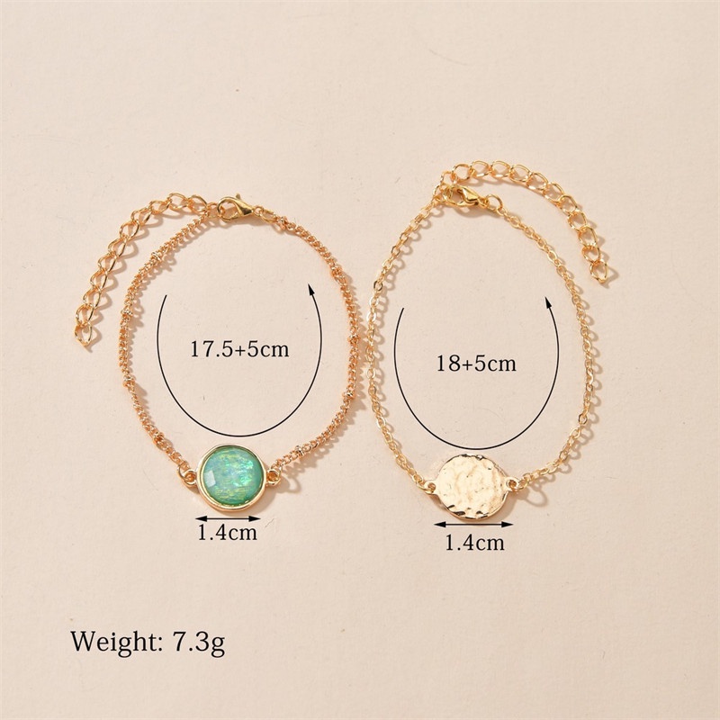 2pcs / Set Gelang Multilayer Bahan Akrilik Warna Hijau Untuk Wanita