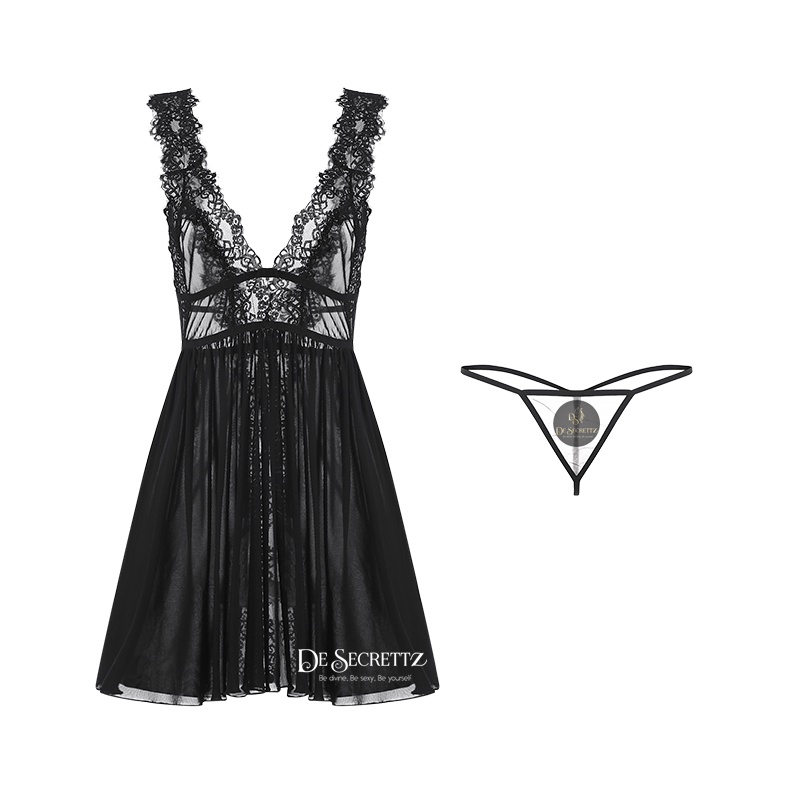 DeSecrettz OLIVIA Lingerie Sexy Includes Dress &amp; G String, Bisa Untuk Big Size