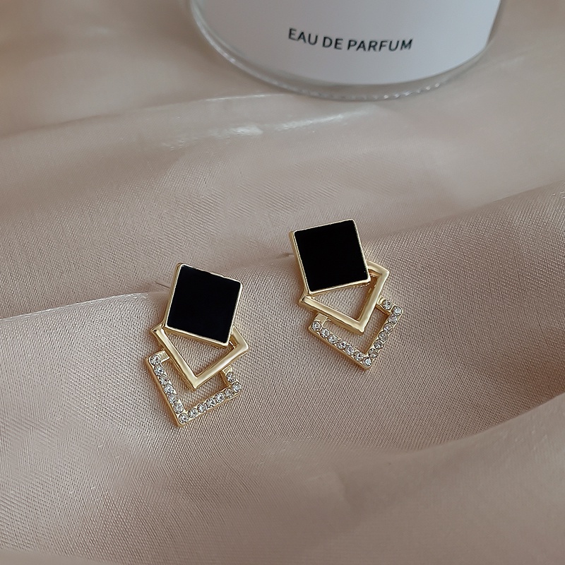 Black Style 925 Silver Gold Plated Earrings Ear Studs for Lady Girls