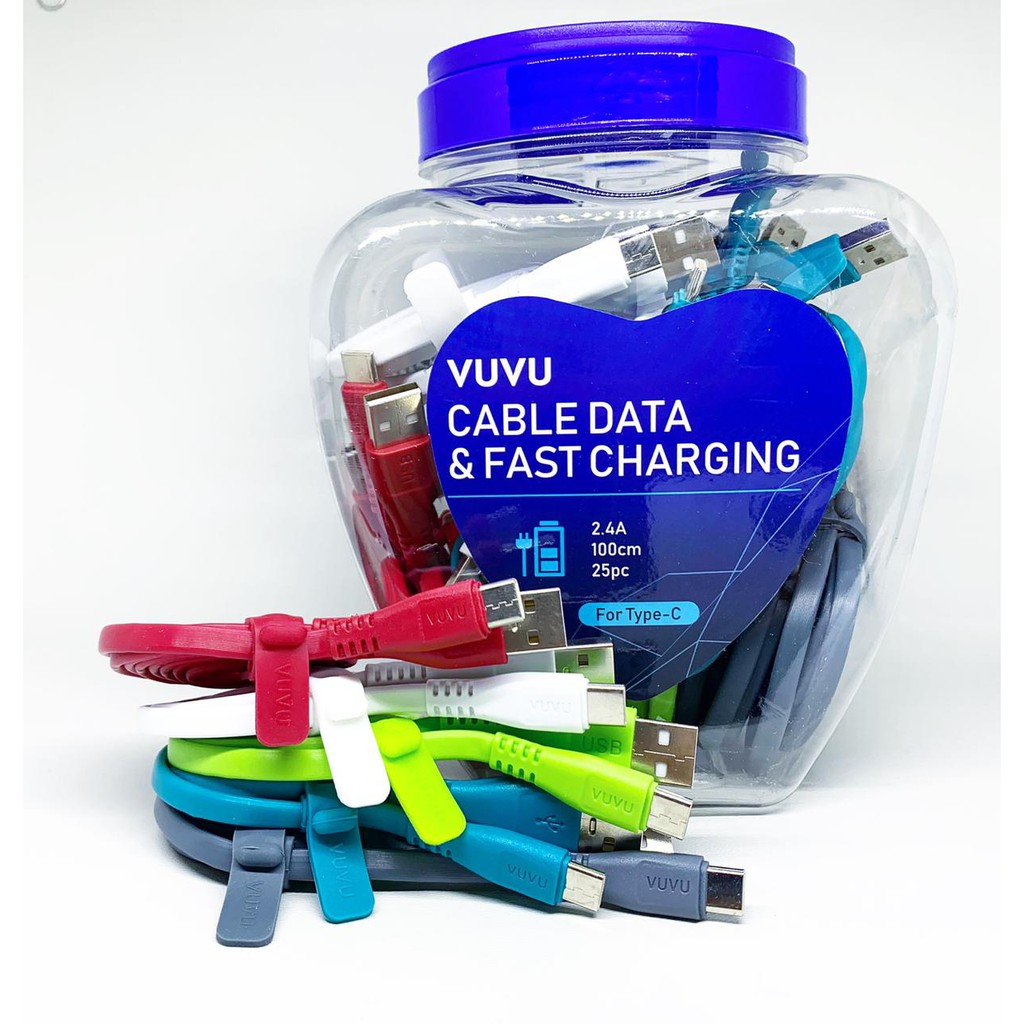 Kabel data VUVU Gepeng Type-c fast charging 2.4A 100CM