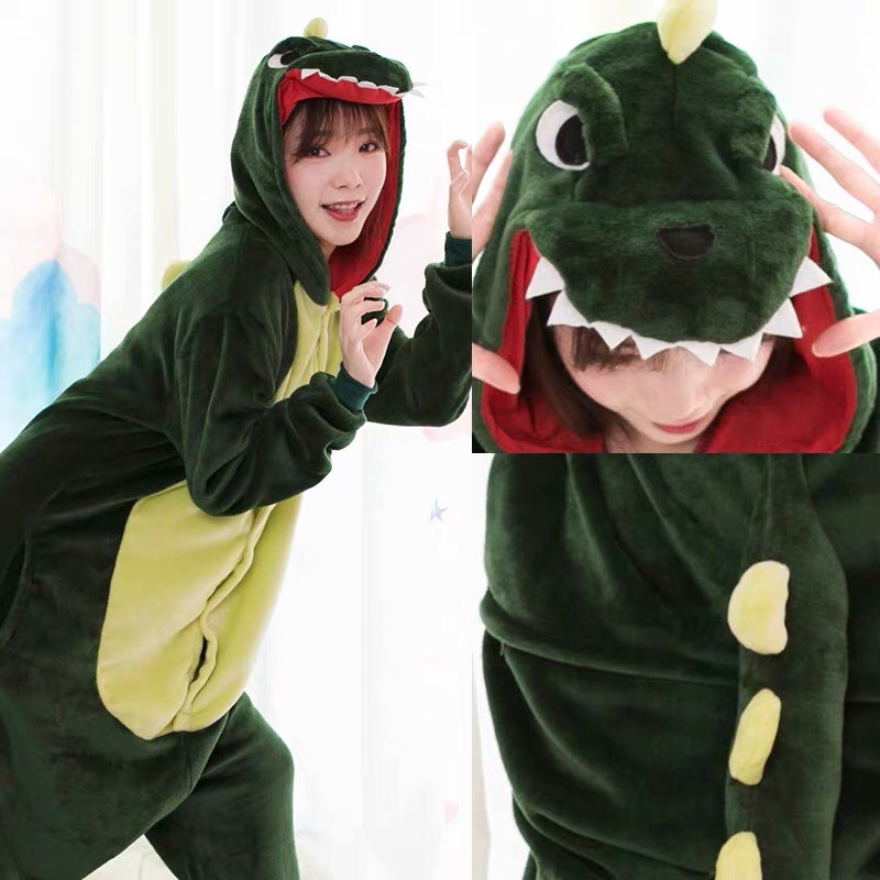 BONEKA KOSTUM ONESIE DINOSAURUS DINO HIJAU PIYAMA COSPLAY