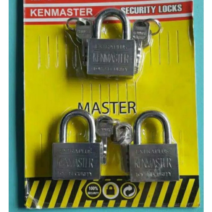 UK.40mm , isi Set 3 . Kenmaster , Gembok , Kunci Gembok , Master Key