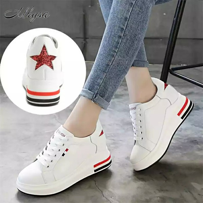 Sepatu Sneaker Wanita Tinggi Wegdes Kets Putih Kualitas OK DYS257