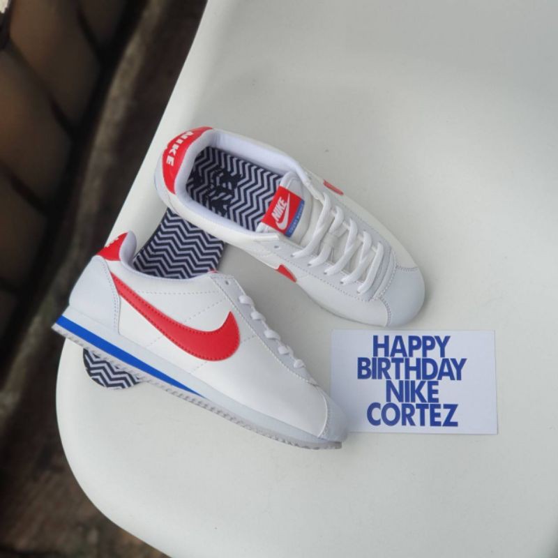 [BISA COD] NIKE CORTEZ WHITE RED BLUE UNISEX KUALITAS IMPORT