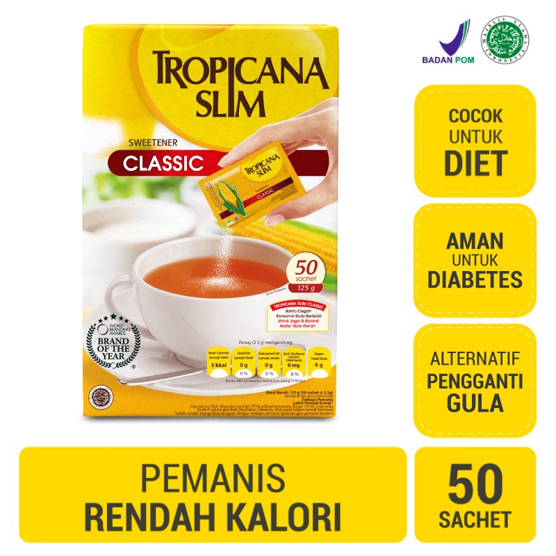 

Tropicana Slim Sweetener Classic 50 Sachet - Pemanis untuk Bantu Batasi Gula