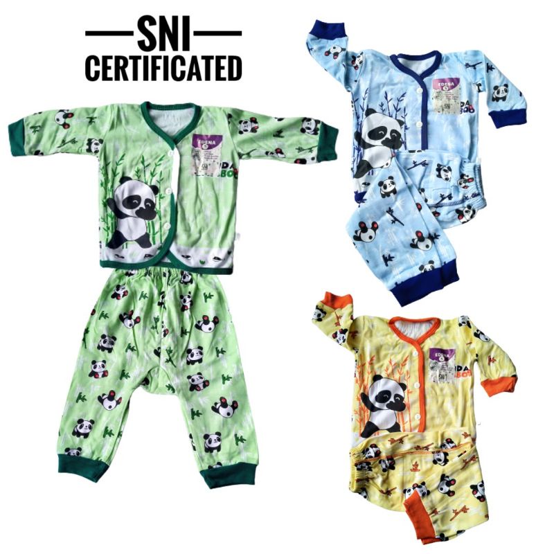 Setelan Baju Set Celana Panjang Bayi Newborn SNI Motif Karakter Lucu Awet Bagus Edena Premium