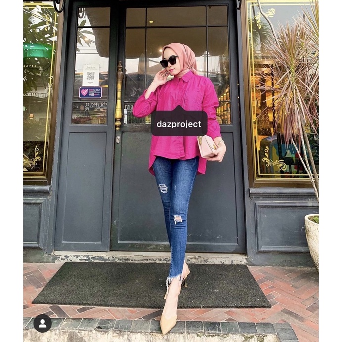 Pocket Poplin Shirt Oversized Poplin Shirt Yura Basic Kemeja Atasan Bigsize Kemeja Poplin Warna Fuschia ara pouch nura basic pink fanta Mirabela katun poplin by DAZPROJECT