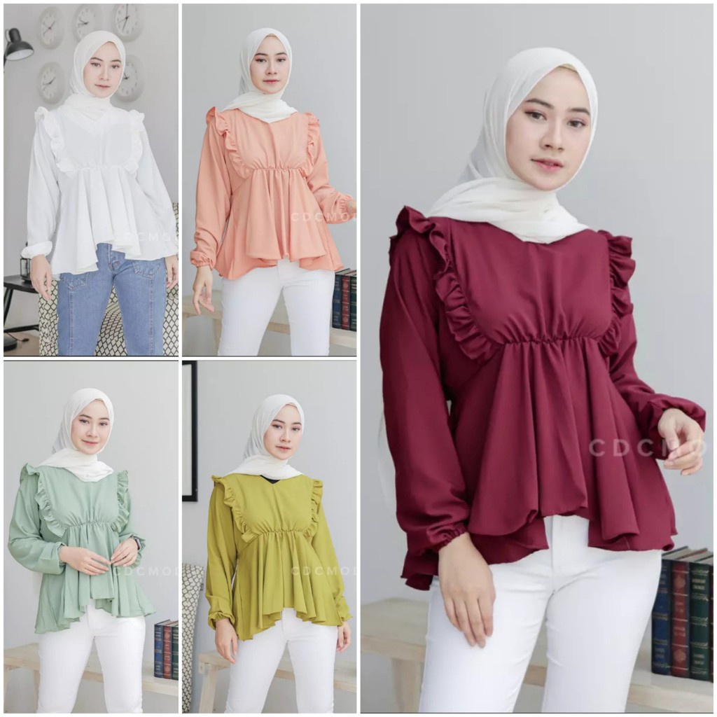 BEFAST - ZRX OOTD Wanita Blouse JIHYO / Elsa Blouse / Blouse Wanita Unik / Blouse Polos Keluaran Terbaru / Blouse Formal / Blouse Tangan Karet / Blosue Terlaris