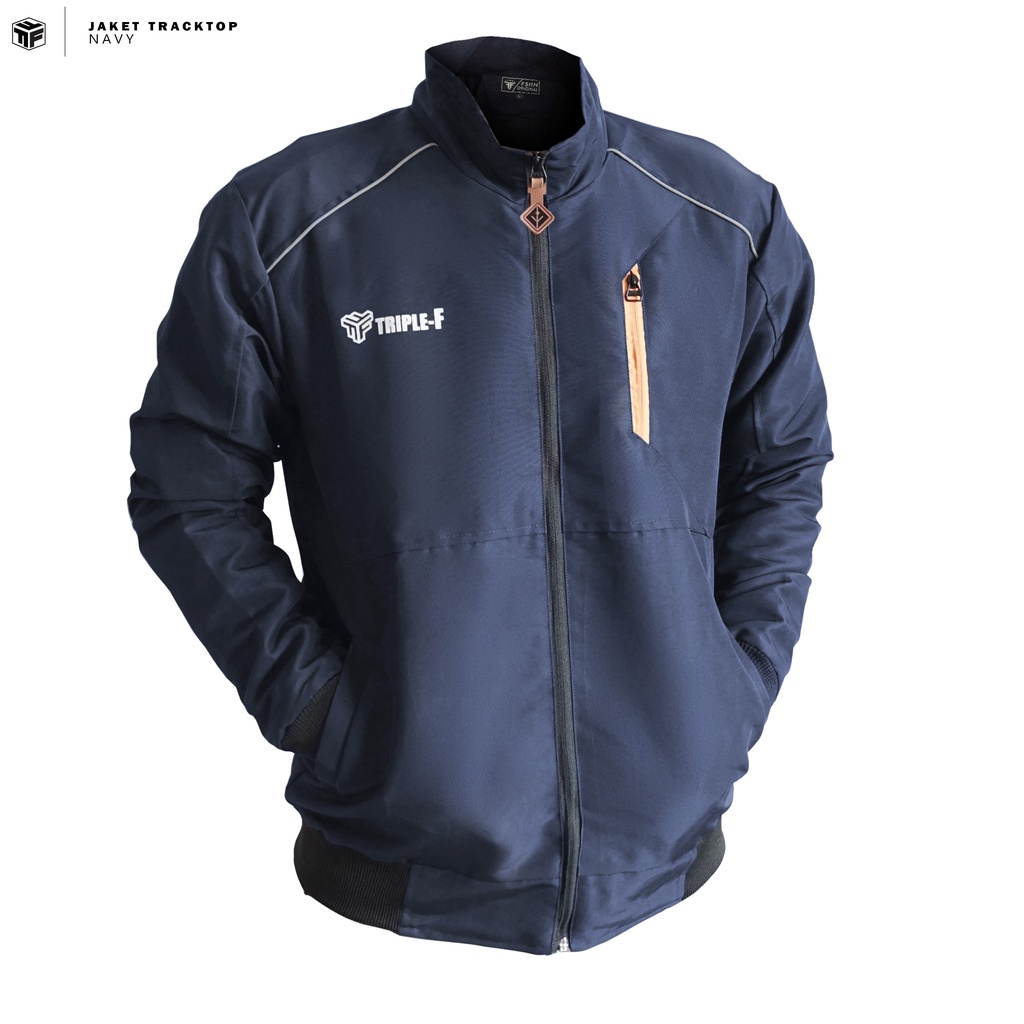 Jaket Bomber Tracktop Jacket Outdoor Waterproof Polos Pria Wanita Unisex Anti Air Angin Hitam Navy Grey Maroon Size L XL Original Triple F