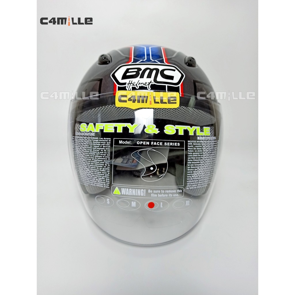 HELM BMC MILAN AVENGER CAPTAIN AMERICA #02 GRAPHIC METALIC HALF FACE-3