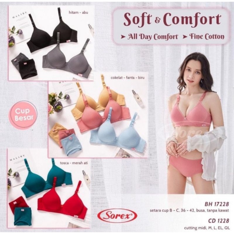 Sorex Soft &amp; Comfort Bra 17228 BH Cup Besar Tanpa Kawat Setara Cup B-C