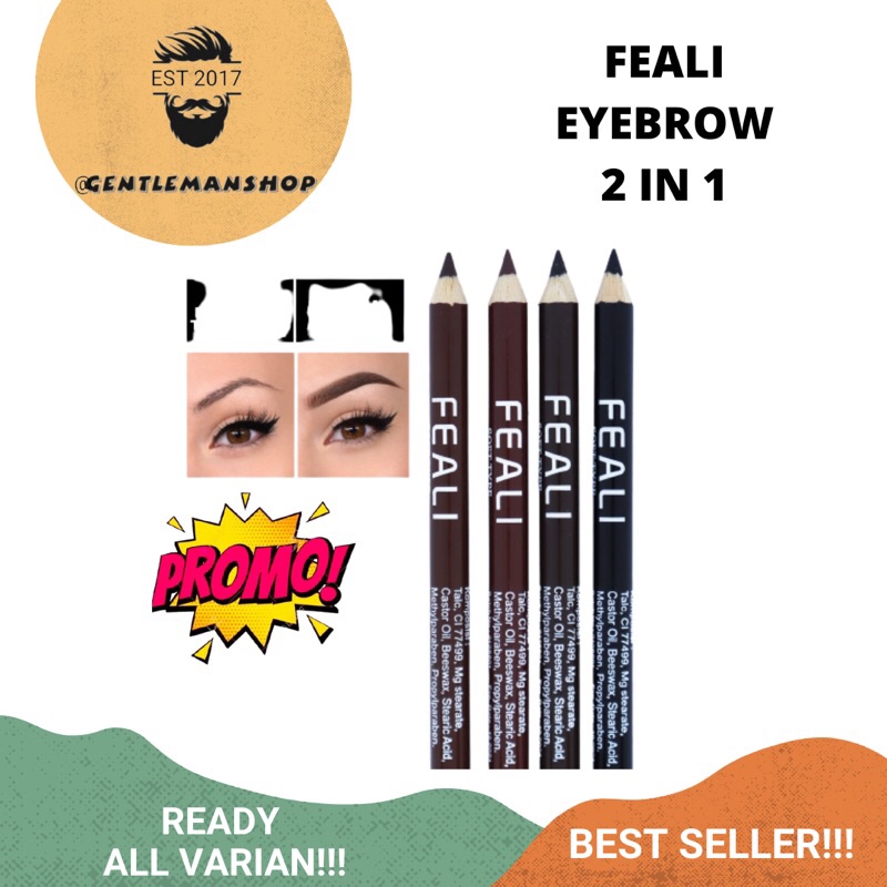 FEALI Pencil 2 IN 1 Pensil Alis dengan Spoolie dan Serutan / Celak / Eyebrow