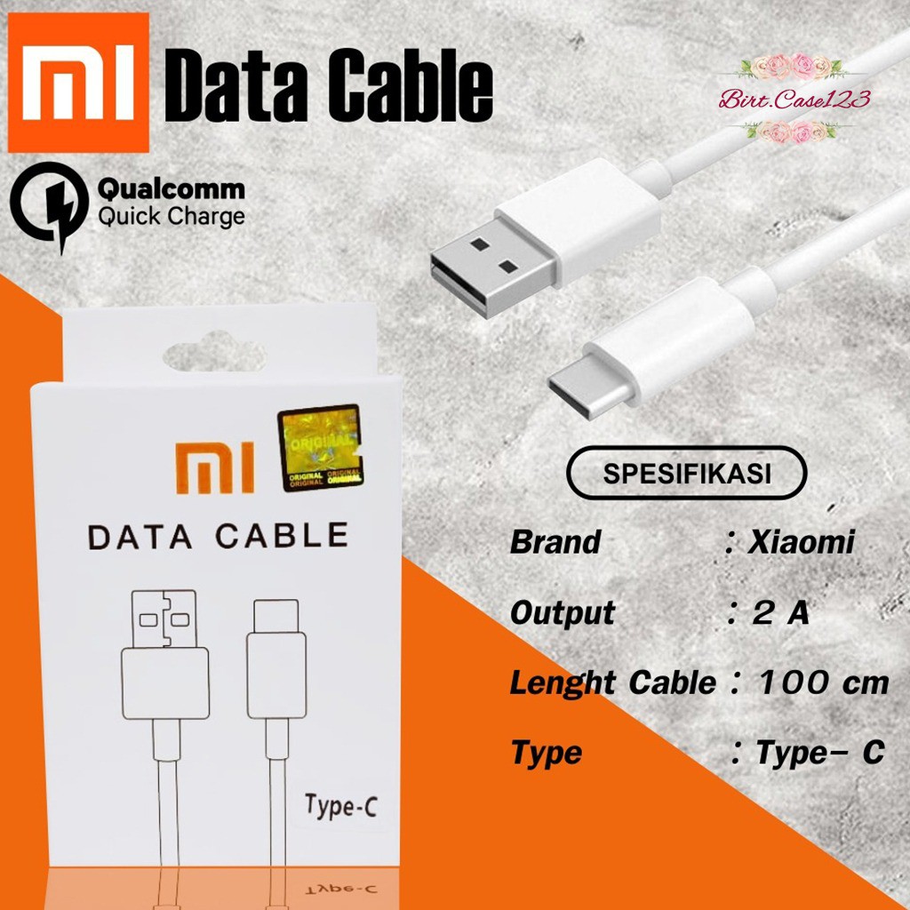 BM001 MI9 WHITE XIAOMI KABEL DATA NEW MODEL ORIGINAL XIAOMI REDMI 9A 9C NOTE 8 9 10 PRO MI9 TIPE C USB BC3519