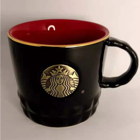 Starbucks Mug Black Red Gold