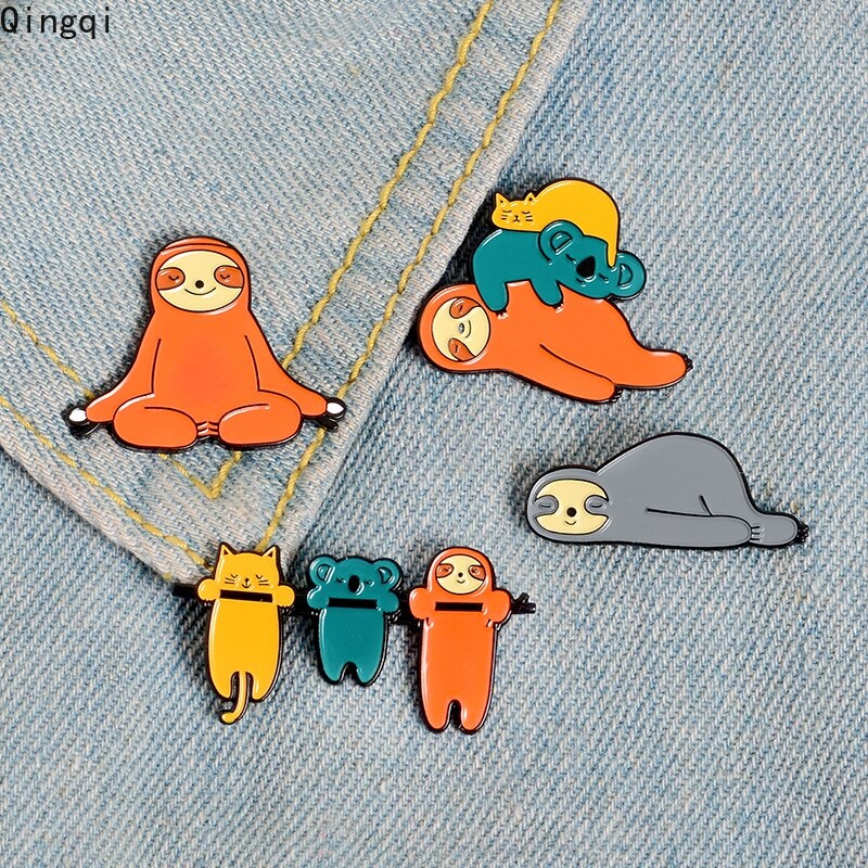 Bros Pin Enamel Desain Hewan Kungkang Koala Untuk Kerah Denim