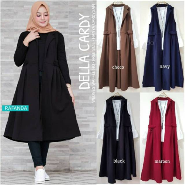 Della Cardy, KARDIGAN WANITA CANTIK TANPA LENGAN BAHAN WEDGES WAFFLE LD 98-110 TERMURAH TERLARIS OOTD MODIS