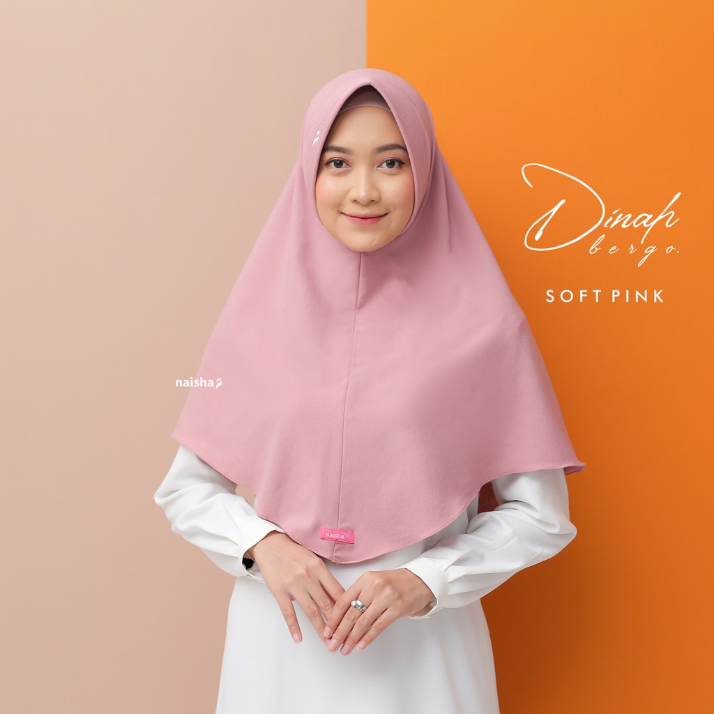 Naisha Official Dinah Bergo Pad Jilbab Instan Muslimah Syari-Soft Pink