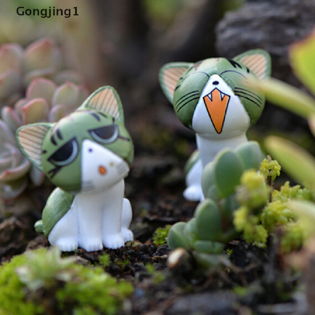 Gongjing1 8pcs Miniatur Kucing Keju Kawaii Bahan Resin Untuk Dekorasi Taman