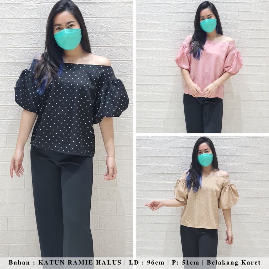 779 inka polkadot puffy sabrina top