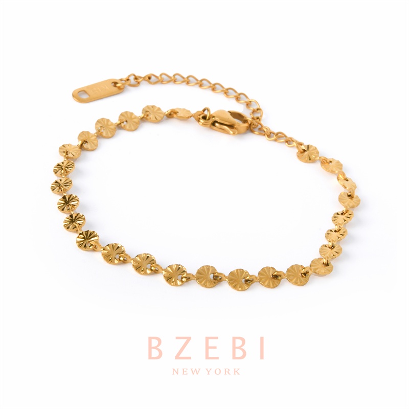 Bzebi Gelang Tangan Rantai Baja Titanium 18k Adjustable Anti Karat Gaya Korea Untuk Wanita 978b