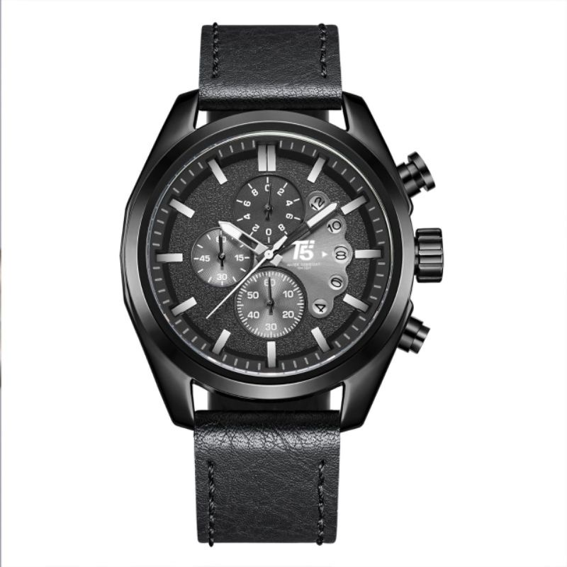 Wooooo Terviral Jam Tangan T5 H3751G Jam Tangan Terlaris Pria Jam Tangan Original T5 Chronograph Stainliss Body Tali Kulit