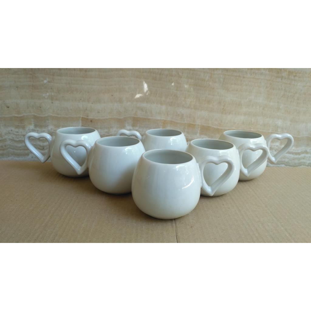 MUG CANGKIR SET KERAMIK WARNA-WARNI - [4 PCS] Mug Heart Dunkin