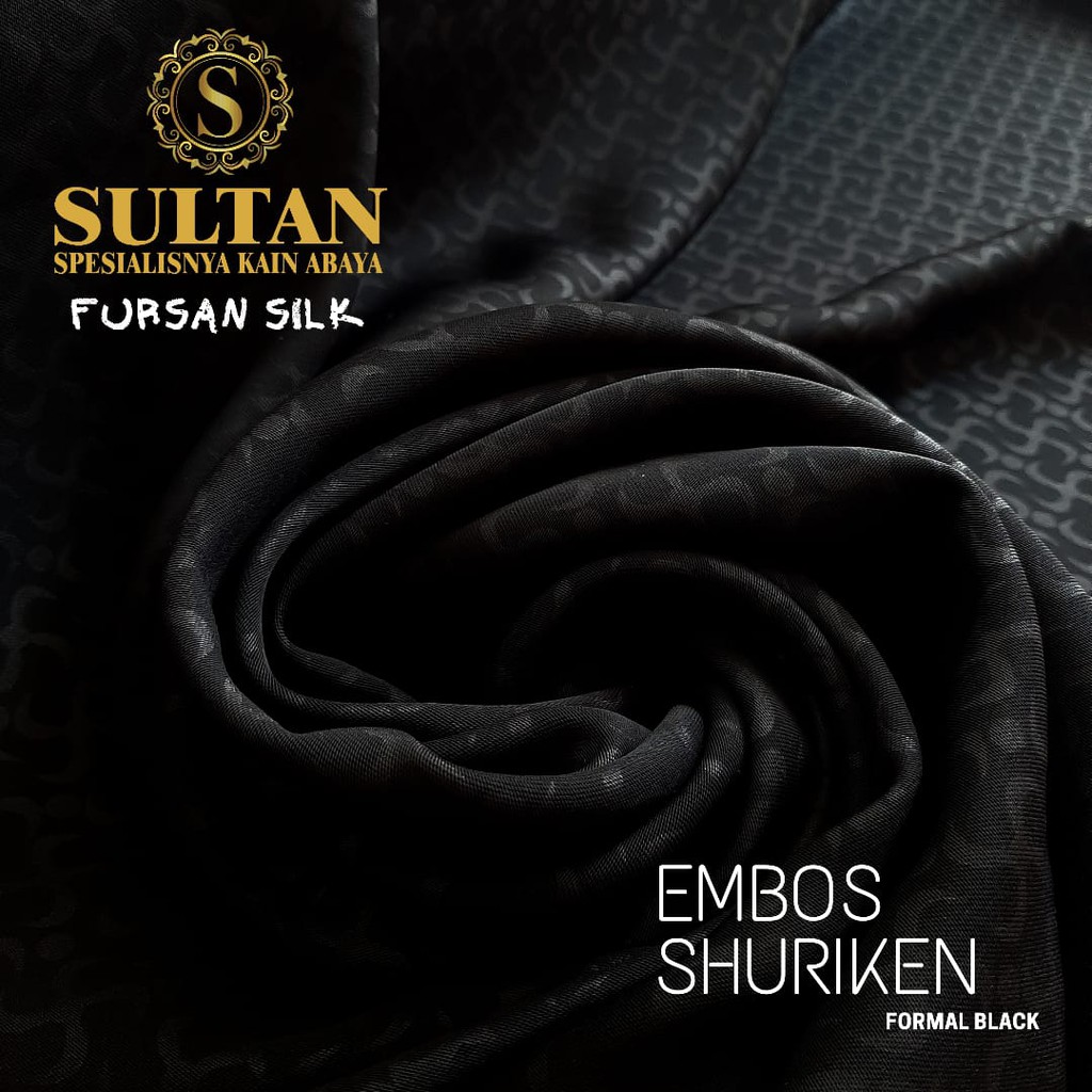 50CM EMBOS SHURIKEN FURUSIYAH SILK FORMAL BLACK/ HITAM PEKAT KAIN ABAYA SULTAN (BAHAN FORMAL JETBLAC