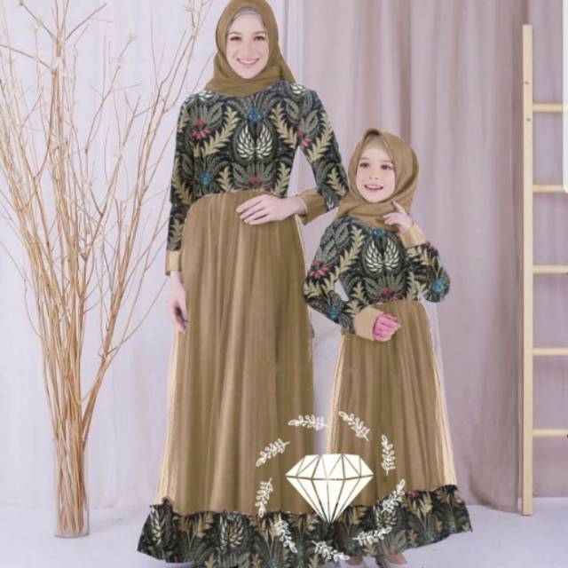 Gamis Couple Batik Ibu Dan Anak Muslim Perempuan Pesta Acara Formal Sarimbit Baju Kembaran Muslimah Shopee Indonesia