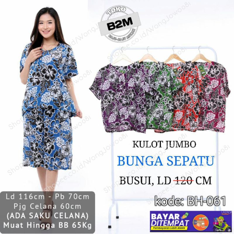 Baju Setelan Kulot Jumbo  - Stelan Kulot Jumbo - Kulot Jumbo Bunga Sepatu Kode: BH-061 - Kulot B2M