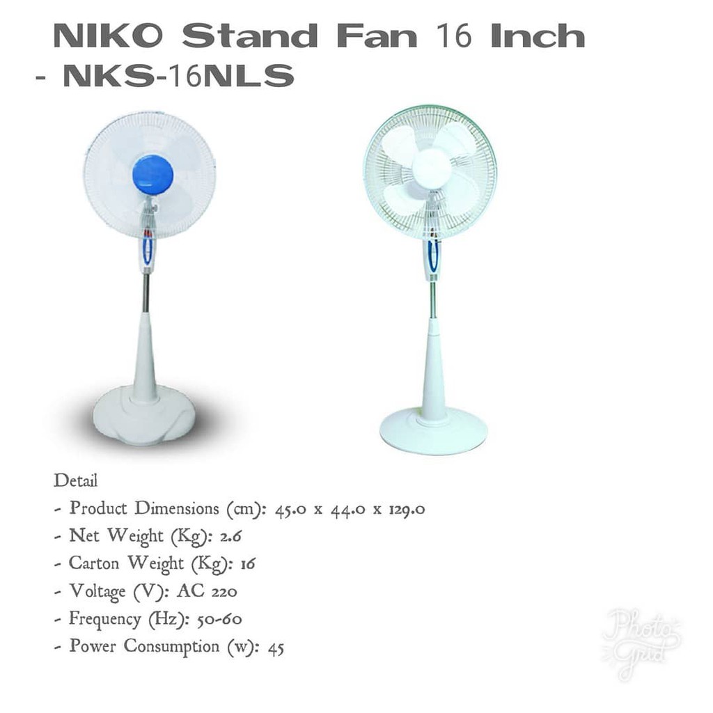 Niko Kipas Angin Berdiri / Stand Fan 16 Inch NK-16NLR