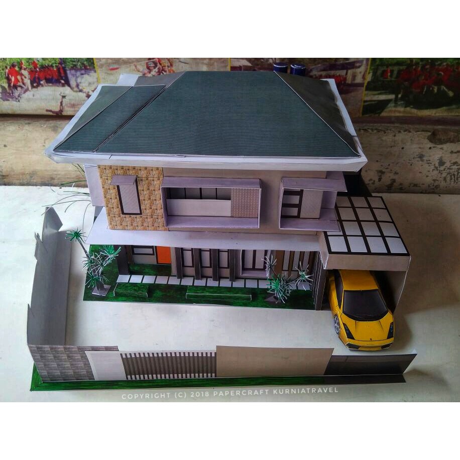 Papercraft Bangunan Rumah Mewah 2 Lantai Tipe 1 Shopee Indonesia