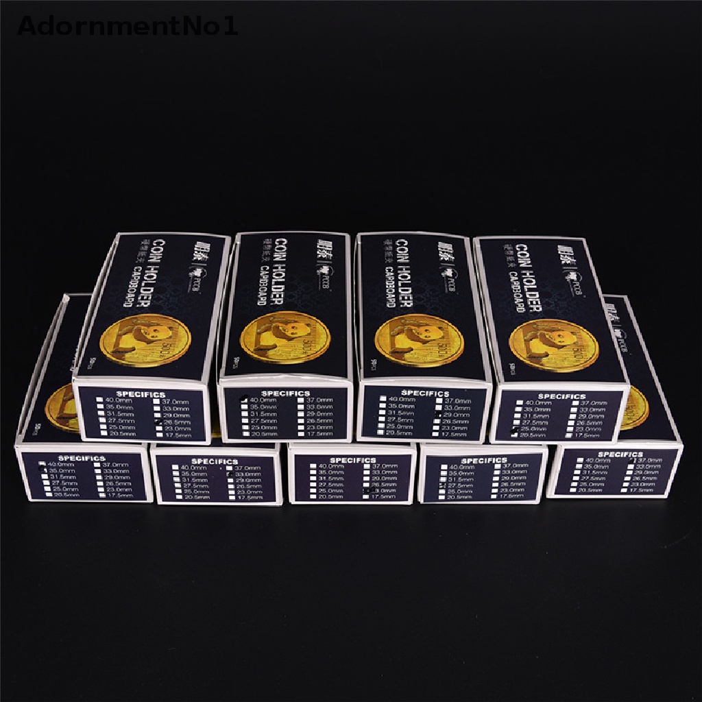 (AdornmentNo1) 50pcs / Set Holder Koin 2x2 Mylar Bahan Kardus Warna Putih Dengan Kotak Penyimpanan