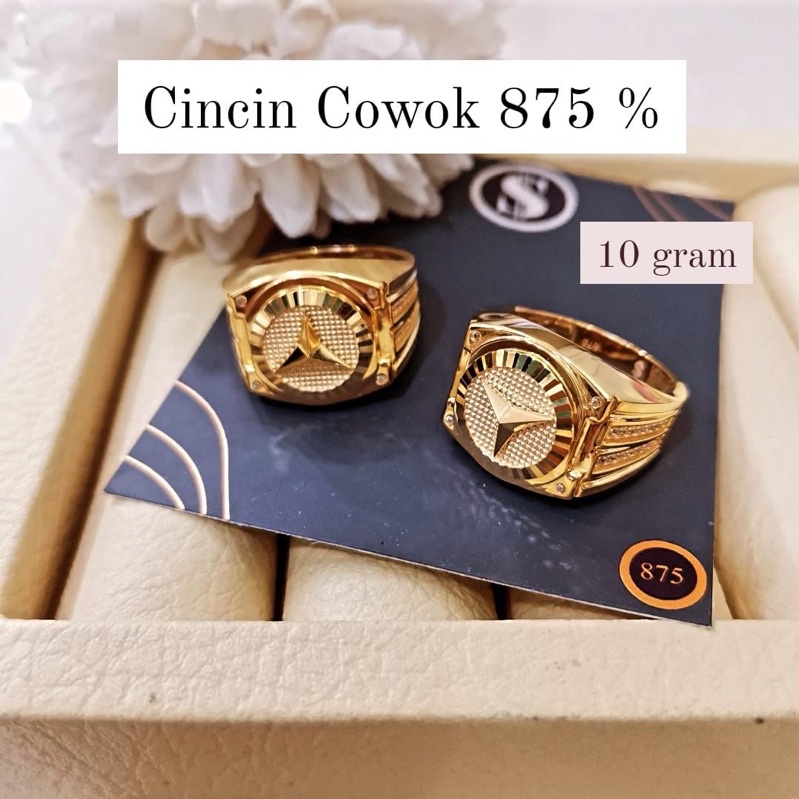 cincin pria model branded hadiah mewah emas asli kadar 875