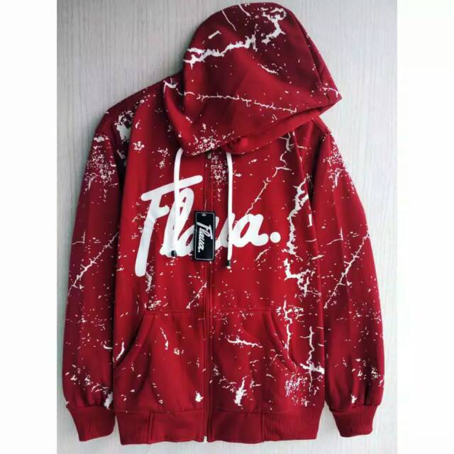 JAKET FLAVA BERCAK MERAH MARUN TEBAL