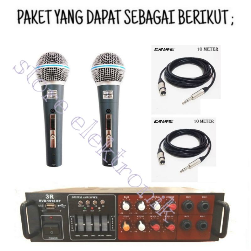 Paket Karaoke BMB CS 450 V 10 Inch/Ampli Bluetooth/Dua Mic Kabel 10 M